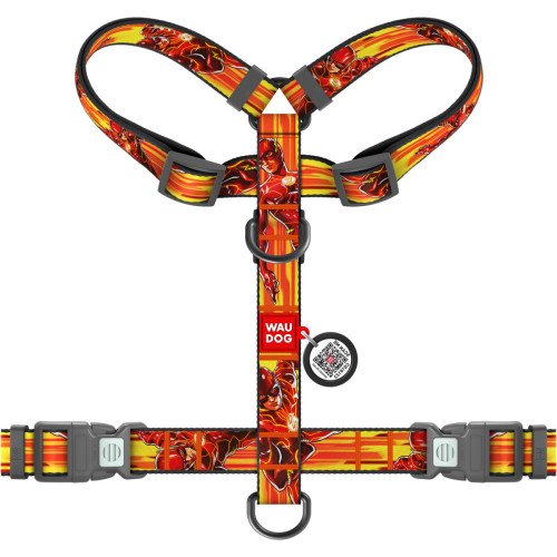 Шлея для собак анатомічна H-подібна WAUDOG Nylon "Швидкість Флеша" з QR-паспортом