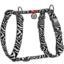 Шлея анатомічна H-подібна WAUDOG Nylon, малюнок Зебра (з 2 фастексами)