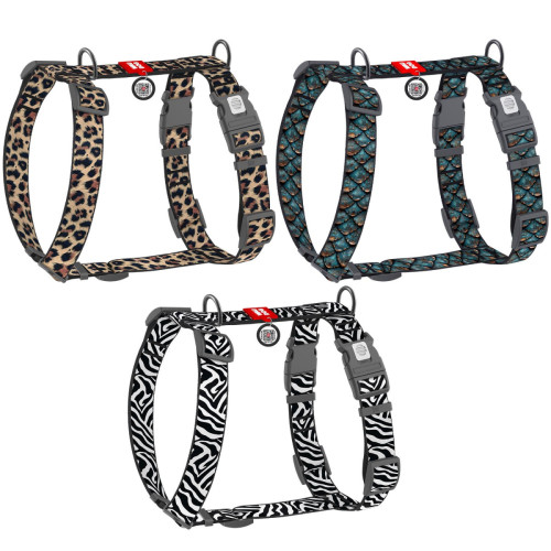 Шлея анатомічна WAUDOG Nylon з малюнком Луска (з двома фастексами та QR паспортом)