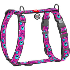 Шлея для собак анатомічна H-подібна WAUDOG Nylon "Око монстра" з QR-паспортом