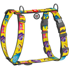 Шлея для собак анатомічна H-подібна WAUDOG Nylon "Мохнаті монстри" з QR-паспортом