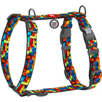 Шлея для собак анатомическая WAUDOG Nylon "Блоки" с QR-паспортом