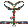 Шлея для собак анатомічна H-подібна WAUDOG Nylon "Блоки" з QR-паспортом