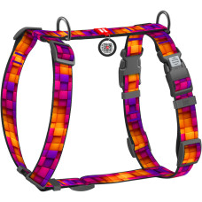 Шлея для собак анатомічна H-подібна WAUDOG Nylon "Куби 3Д" з QR-паспортом