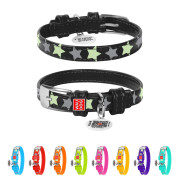 Нашийник для собак шкіряний Collar WAUDOG Glamour світонакоплювальний чорного кольору з QR паспортом - фото 5