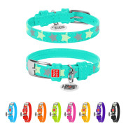 Ошейник для собак кожаный Collar WAUDOG Glamour светонакопительный ментолового цвета с QR паспортом - фото 4