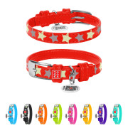 Нашийник для собак шкіряний Collar WAUDOG Glamour світонакоплювальний червоного кольору з QR паспортом - фото 4