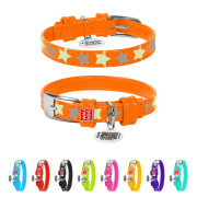 Ошейник для собак кожаный Collar WAUDOG Glamour светонакопительный оранжевого цвета с QR паспортом - фото 5