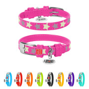 Ошейник для собак кожаный Collar WAUDOG Glamour светонакопительный розового цвета с QR паспортом - фото 5