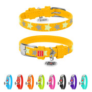Нашийник для собак шкіряний Collar WAUDOG Glamour світонакоплювальний жовтого кольору з QR паспортом - фото 3