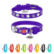 Ошейник для собак кожаный Collar WAUDOG Glamour светонакопительный фиолетового цвета с QR паспортом - фото 4