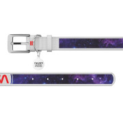 Нашийник для собак шкіряний WAUDOG Design з QR-паспортом, малюнок «NASA21», біла шкіра - фото 3