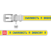 Шкіряний нашийник для собак WAUDOG Design з малюнком "Сміливість", біла шкіра - фото 3