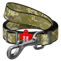 Повідець для собак нейлоновий регульований WAUDOG Nylon, малюнок "Мілітарі", довжина 152-183 см