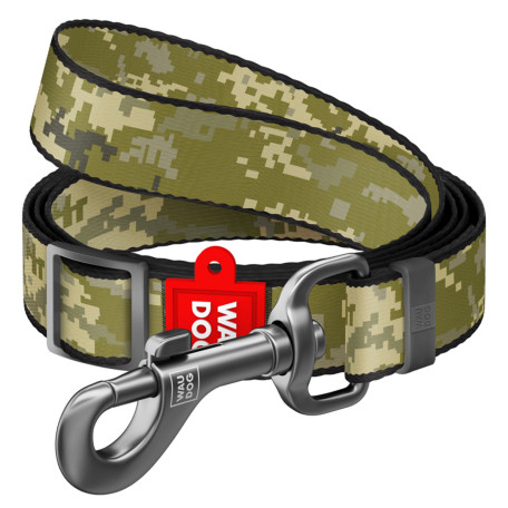 Повідець для собак нейлоновий регульований WAUDOG Nylon, малюнок "Мілітарі", довжина 152-183 см