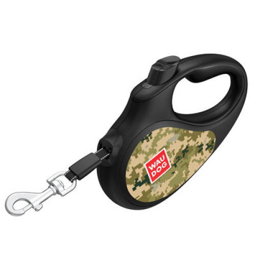 Повідець-рулетка для собак WAUDOG R-leash «Мілітарі», світловідбивна стрічка