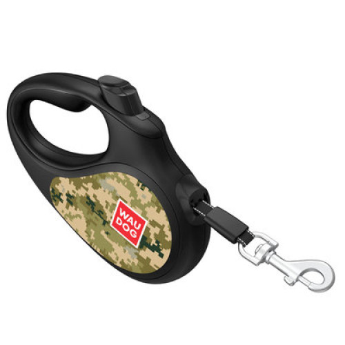 Повідець-рулетка для собак WAUDOG R-leash «Мілітарі», світловідбивна стрічка