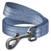 Повідець для собак з відновленої бавовни WAUDOG Re-cotton світловідбивний, синього кольору (150-500 см) - фото 1