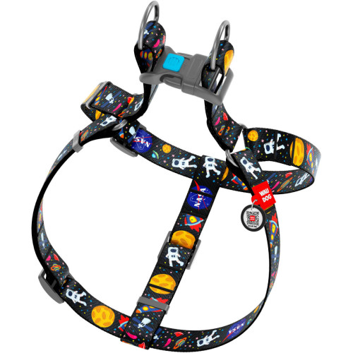 Шлея для собак WAUDOG Nylon з QR паспортом «NASA», пластиковий фастекс