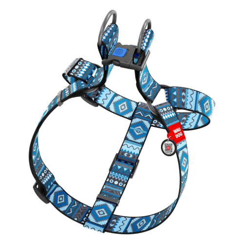 Шлея для собак WAUDOG Nylon малюнок "Етно синій"