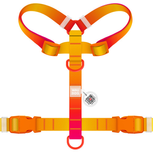 Шлея для собак анатомічна Н-подібна WAUDOG Nylon Recycled "Градієнт Помаранчевий"