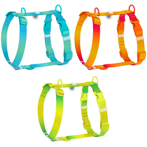 Шлея для собак анатомічна Н-подібна WAUDOG Nylon Recycled "Градієнт Помаранчевий"