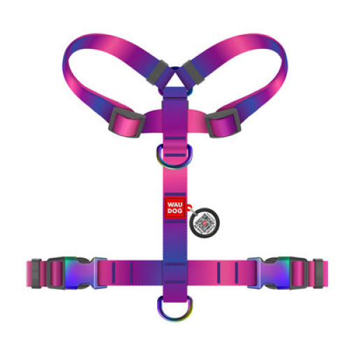 Шлея для собак анатомічна Н-подібна WAUDOG Nylon Recycled "Градієнт Фіолетовий"