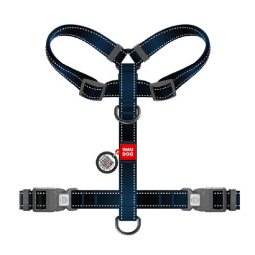 Шлея для собак Н-подібна світловідбивна WAUDOG Nylon Mono колір "Чорний"
