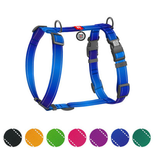 Шлея для собак Н-подібна світловідбивна WAUDOG Nylon Mono колір "Синій"