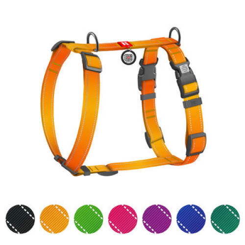 Шлея для собак Н-подібна світловідбивна WAUDOG Nylon Mono колір "Помаранчевий"