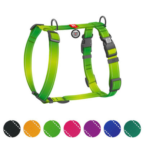 Шлея для собак Н-подібна світловідбивна WAUDOG Nylon Mono колір "Салатовий"