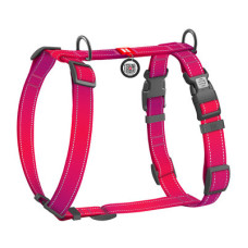 Шлея для собак Н-подібна світловідбивна WAUDOG Nylon Mono колір "Рожевий"
