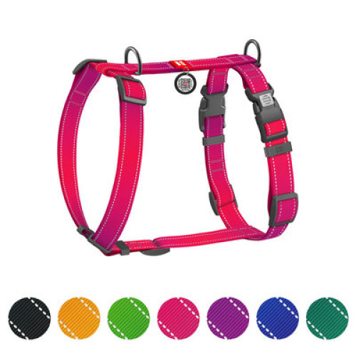 Шлея для собак Н-подібна світловідбивна WAUDOG Nylon Mono колір "Рожевий"