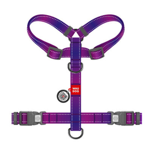 Шлея для собак Н-подібна світловідбивна WAUDOG Nylon Mono колір "Фіолетовий"