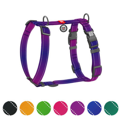 Шлея для собак Н-подібна світловідбивна WAUDOG Nylon Mono колір "Фіолетовий"