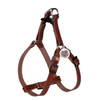 Шлея для котів та дрібних собак шкіряна WAUDOG Classic з QR паспортом Коричнева