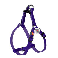 Шлея для котов и мелких собак кожаная WAUDOG Classic с QR паспортом Фиолетовая