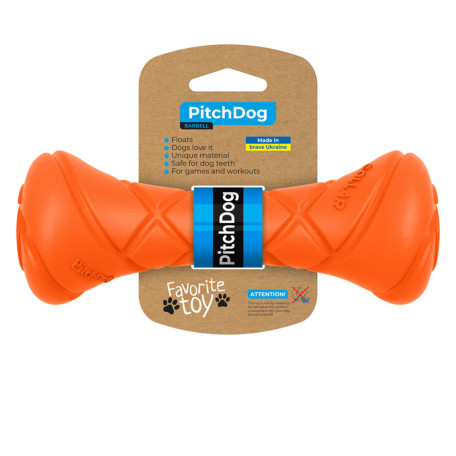 Игровая гантель PitchDog оранжевая для собак WAUDOG