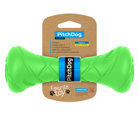 Гантель игровая PitchDog для апортировки, салатовая для собак WAUDOG