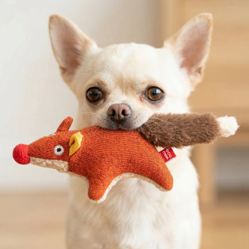 М'яка іграшка для собак WAUDOG Fun Plush «Лисиця» з пищалкою, трикотаж - фото 4
