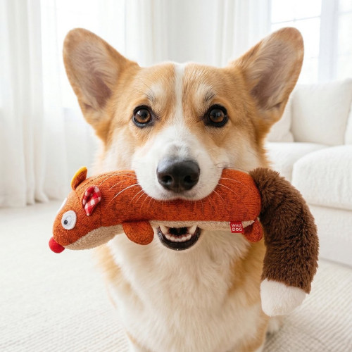 М'яка іграшка для собак WAUDOG Fun Plush «Лисиця» з пищалкою, трикотаж - фото 8