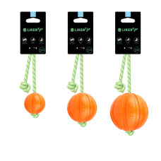 Мячик ЛАЙКЕР Lumi на светонакопительном шнуре оранжевый для собак WAUDOG