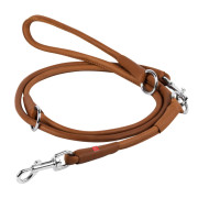 Поводок-перестёжка для собак кожаный WAUDOG Soft, круглый, коричневого цвета, 183 см - фото 1