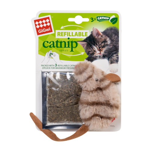 М'яка іграшка Мишка GiGwi Refillable Catnip з котячою м'ятою для котів WAUDOG