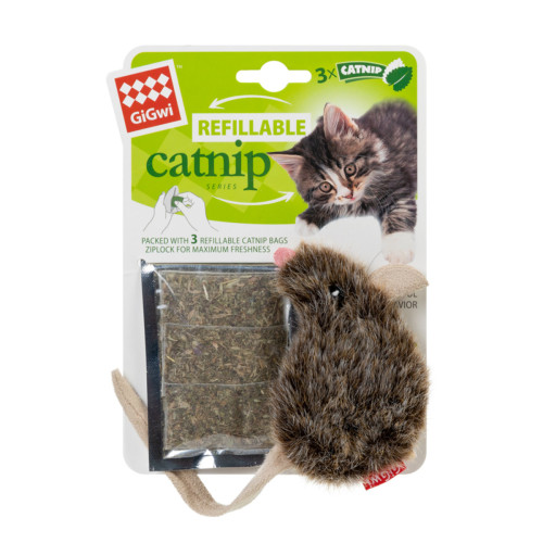 М'яка іграшка Мишка GiGwi Refillable Catnip з котячою м'ятою для котів WAUDOG