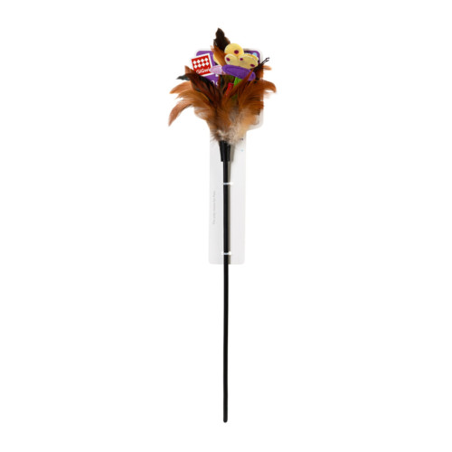 Іграшка-дражнилка GiGwi Teaser з натуральним пір'ям різнокольорова для собак WAUDOG