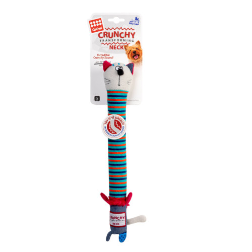 М'яка іграшка Кіт GiGwi Crunchy Neck з хрусткою шиєю та пищалкою для собак WAUDOG