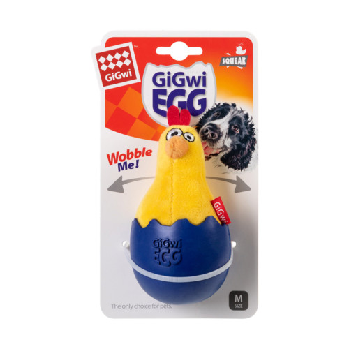 М'яка іграшка-неваляйка GiGwi Egg Курча з пищалкою для собак WAUDOG