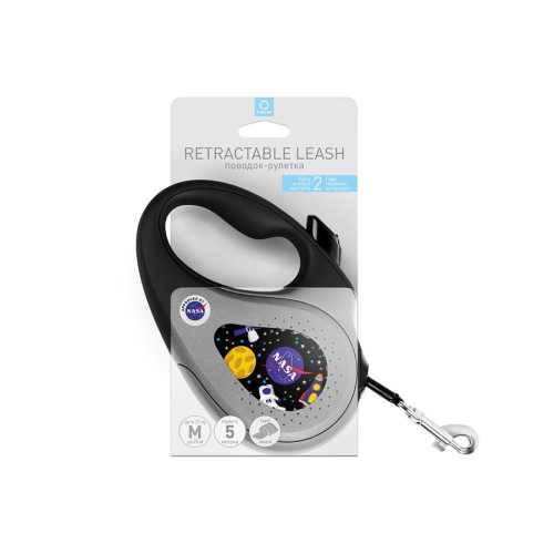 Повідець-рулетка для собак WAUDOG R-leash, малюнок «NASA», світловідбивна стрічка - фото 4