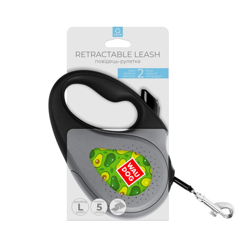 Повідець-рулетка для собак WAUDOG R-leash, малюнок «Авокадо», світловідбивна стрічка - фото 7